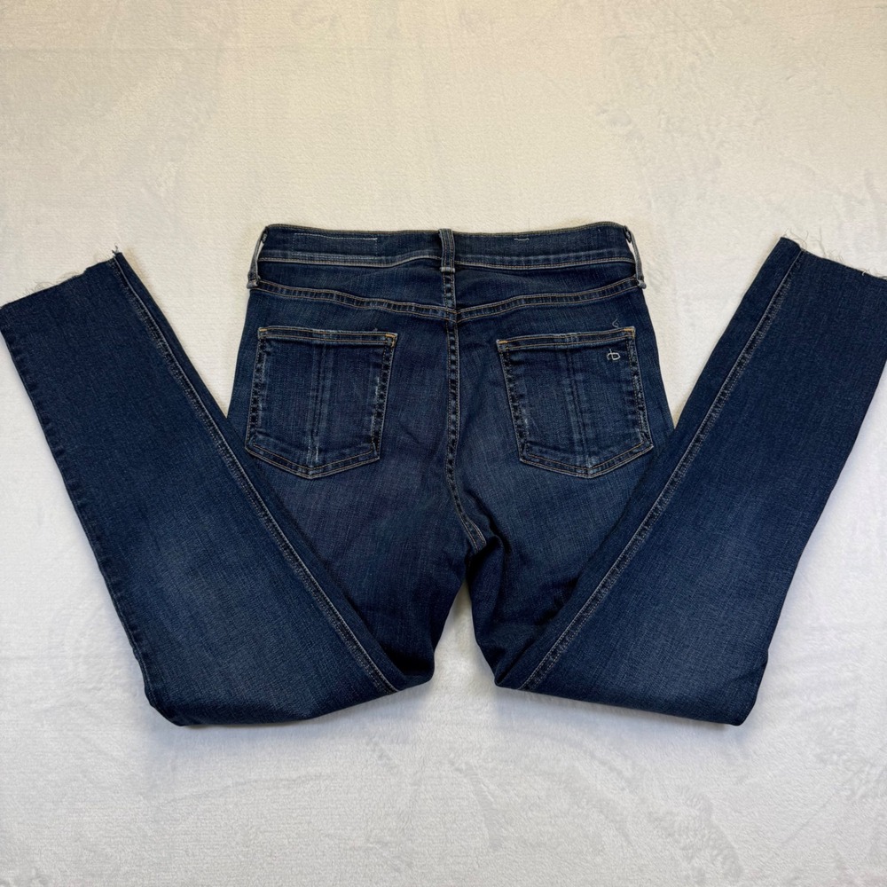 Rag & Bone Elton High Rise Skinny Jeans Dark Wash Raw Hem Size 27